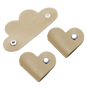 3Pcs Leather Cable Straps Khaki Portable Leather Cord Organizer for Earphones - Afbeelding 1 van 5