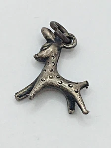 1950's French Gibbs Charm Pendant Deer Bambi Silver Plated 1.5cm  J2 P924 - Picture 1 of 10