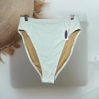 Pantalones de natación para mujer elásticos cintura alta texturizados medio azul cielo azul marino antiguo nuevos con etiquetas Foto 1 de 4