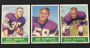 1964 Minnesota Vikings Vintage Football Card Lot - 3 Cards - Picture 1 of 5