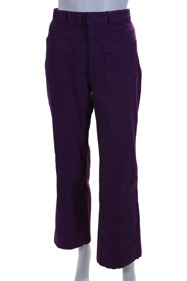 Pantalones de mezclilla Nanette Lepore para mujer tiro alto parche bolsillo corte bota púrpura talla 8 Foto 1 de 4