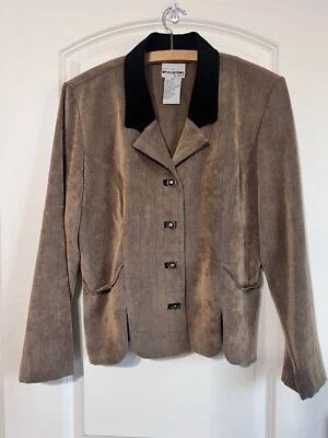 Vintage Perceptions Size 12P Women's Tan Herringbone Button Up Dress Jacket - Image 1 of 4
