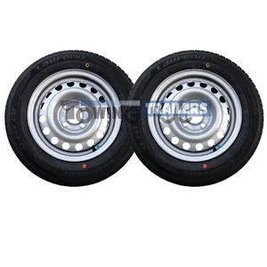 2x 145/80R13 4 Ply 78N Trailer Tyres on a 4 Stud x 100mm PCD Wheel Rim ET30 - Picture 1 of 2