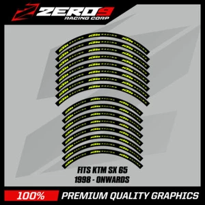KTM Rim Decals SX 65 14" / 12"  MX Motocross Graphics Decals BLK / YEL-F - Picture 1 of 1