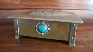 Antike Kunsthandwerk Kupfer Schatulle Ruskin Cabochon - hervorragendes Design & Qualität - Bild 1 von 18