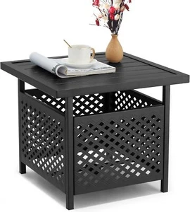 Garten Beistelltisch mit Sonnenschirmloch (4cm), Kleiner Gartentisch aus Metall - Bild 1 von 8