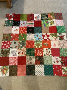 Christmas Patchwork Quilt Top Vintage & Contemporary Fabrics 36" Square - Picture 1 of 7
