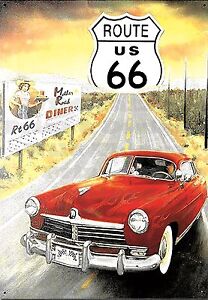 Retro Metal Plaque: Route" 66" Sign/ad
