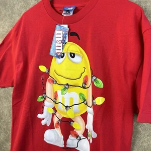 Vintage Mars M&M's Mens T Shirt Size Large Red Christmas Light Graphic NWT - Picture 1 of 7