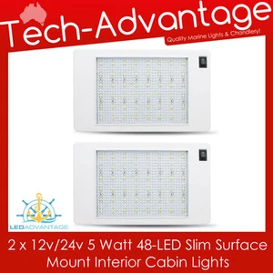 2 X 12V/24V 5W 48-LED MONTAJE EN SUPERFICIE DELGADA INTERIOR CABINA/BARCO/CARAVANA LUCES LED - Imagen 1 de 6