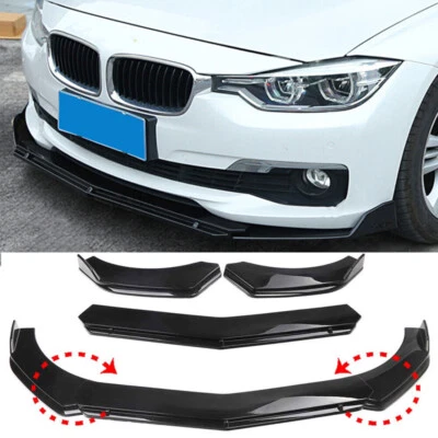 Universal For BMW Car Front Bumper Lip Spoiler Splitter Body Kit Glossy Black - Изображение 1 из 4