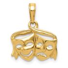 14K Yellow Gold Satin Polished Open-Backed Comedy/Tragedy Pendant