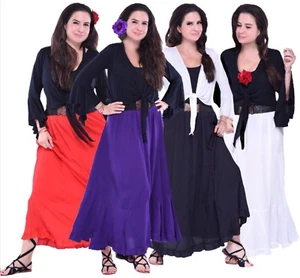 women maxi long skirt flare ruffle full rayon crinkle one size m l xl 1x 2x plus - Picture 1 of 10