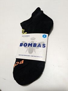 Bombas Solids Ankle Socks Size S - Black With Yellow And Orange Detail 
