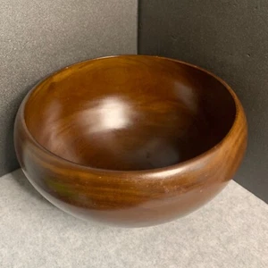 Crate and Barrel Vintage Large Solid Bowl Mango Wood in Chestnut Stain 10”x7” - Picture 1 of 4