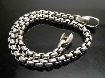 DAVID YURMAN Sterling Silver 925 Box Chain 3.5mm Bracelet Size 7.5" - Image 1 of 4