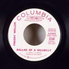 Freddy Weller Ballad of a Hillbilly 7" 45 Columbia WLP promo dj M-