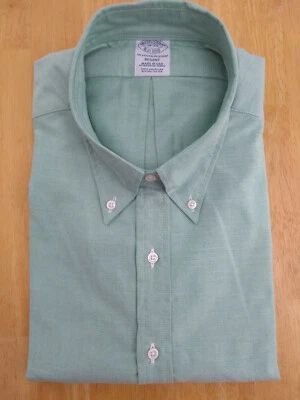 NWOT Brooks Brothers Green Supima Button Down 18-34 Regent Fit MSRP $140 - Image 1 of 4