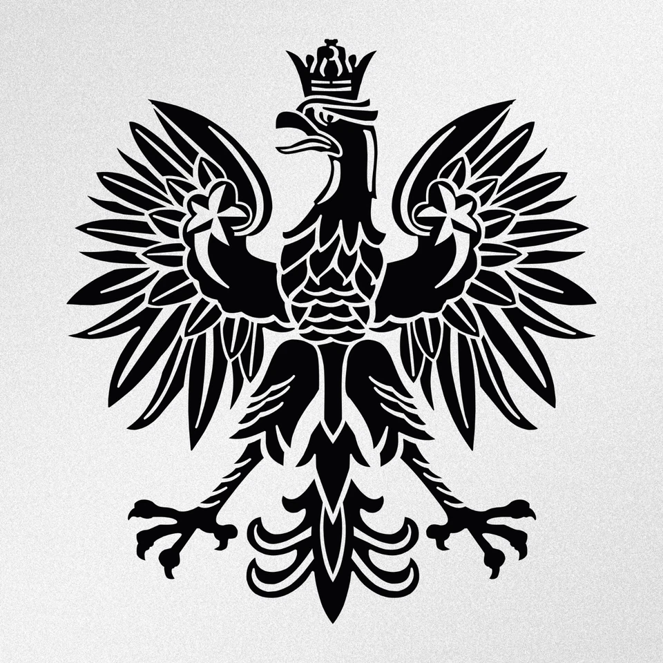 Black Polish Eagle Symbol Coat Of Arms Orzeł Godło Polski Vinyl Decal Sticker - Image 1 of 2
