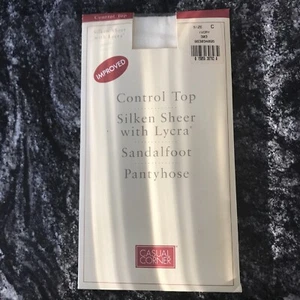 Casual Corner Size C Ivory Silken Lycra Sheer Control Top pantyhose  Sandalfoot - Picture 1 of 6