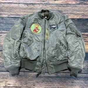 AVIREX 90's MA-1 Dragon Flight Jacket Custom Green Size L Made in USA - Picture 1 of 14