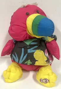 Vintage Fisher Price Wild Things Toucan Puffalumps Plush Pinkish Red Yellow 1987 - Picture 1 of 4