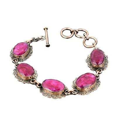 Cachemira Rubí Piedras Preciosas Hechas a Mano Joyería Cobre Mamá Regalo Pulsera Ajustable 6.0 Foto 1 de 4