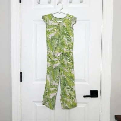 CHEROKEE Target Girls 4T Lightweight Tropical Palm Leaf Jumpsuit Short Sleeve - Image 1 of 4