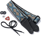 Kliq Vintage Woven Guitar Strap For Acoustic And Electric Guitars And 2 Free Rubbe