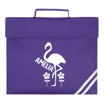 ICKLE PEANUT Personalisierte Büchertasche mit Namen Flamingo Rucksack Schultasche Büchertasche individuell