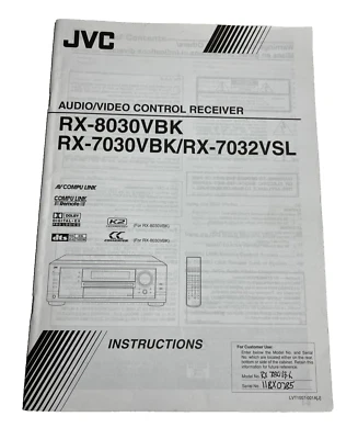 JVC RX-8030VBK RX-7030VBK/RX-7032VSL INSTRUCTIONS ORIGINAL D1343 - Image 1 of 4