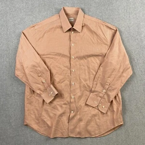 Giorgio Armani Button Up Long Sleeve Men's 48/18/Large Orange Stripes - Picture 1 of 9