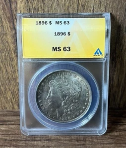 1896 Morgan Silver Dollar 90% Silver ANACS MS 63 - Old U.S. Coins - Picture 1 of 2
