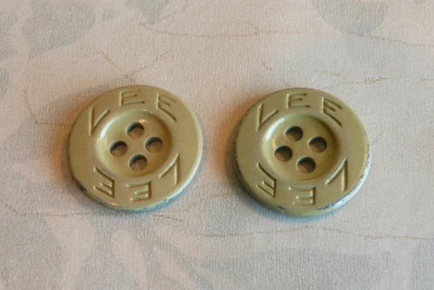 2  Antique Vintage LEE Jeans CAPITAL LETTERS  Metal BUTTONS  For Clothing Pants Cover