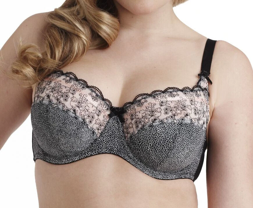 Vanity Fair Savannah Black Bra 30D Underwired Supportive Pink floral trim - Image 1 of 1