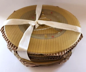 Set of 8 Holiday Christmas Tree Dessert Salad Plates Tag Ltd Gold Clear 8.5" NEW - Picture 1 of 3