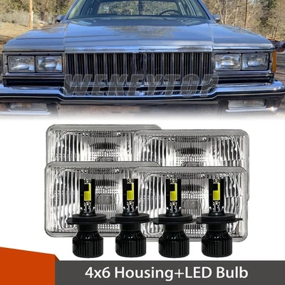 4pcs 4x6 LED Headlights Hi/Lo Beam H4 fit Pontiac Parisienne 1975 1976 1977-1985 - Image 1 of 4