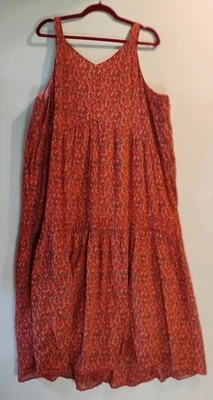 Joie Bondi XXL Tea Rose Tiered Maxi Dress 100% Cotton Sleeveless Lined Summer - Image 1 of 4