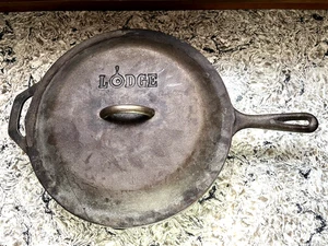 RARE Vintage Lodge #12 SK D Cast Iron Skillet 13.5” W/ #12 Lid - Picture 1 of 11