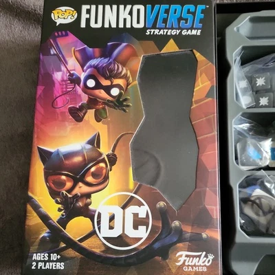 Funko Pop! Funkoverse Strategy Game DC Catwoman & Robin figures. - Image 1 of 3