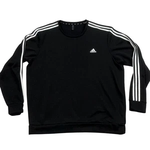 Adidas Sudadera Pullover Manga Larga Para Hombre Talla XL Negro Blanco Rayas - Imagen 1 de 9