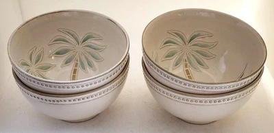 CUENCOS/SOPA/CEREAL/FIDEOS-PFALTZGRAFF-"Palma"-Palmeras en relieve-Crema-Juego de 4 Foto 1 de 4