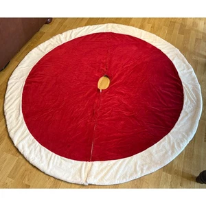 "Grande 72"" Lujosa Falda Árbol de Navidad Terciopelo con Borde de Piel - Rojo y Blanco" - Imagen 1 de 6