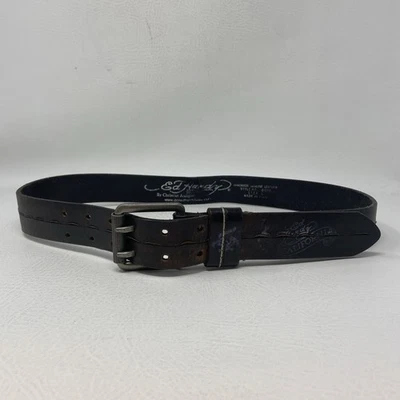 Ed Hardy by Christan Andigier Large Brown Leather Belt EH3360 Love Kills Slowly - Image 1 of 4