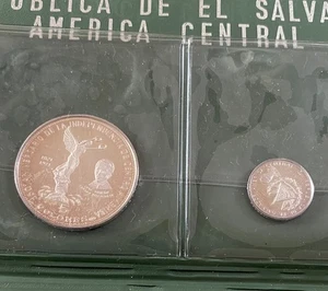 HN El Salvador 1971 1 e 5 colones Ag gr.2,3+11,5 Proof KM#141,142  r449 - Picture 1 of 2