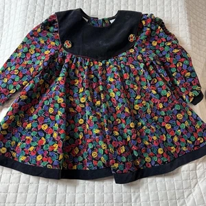 Vintage Nannette Toddler Holiday Dress Size 4T Months Floral Abstract Pink Black - Picture 1 of 8
