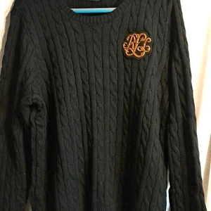 NWT Ralph Lauren Womens Black Sweater w Monagram Intials w Gold Buttons 3x - Picture 1 of 5