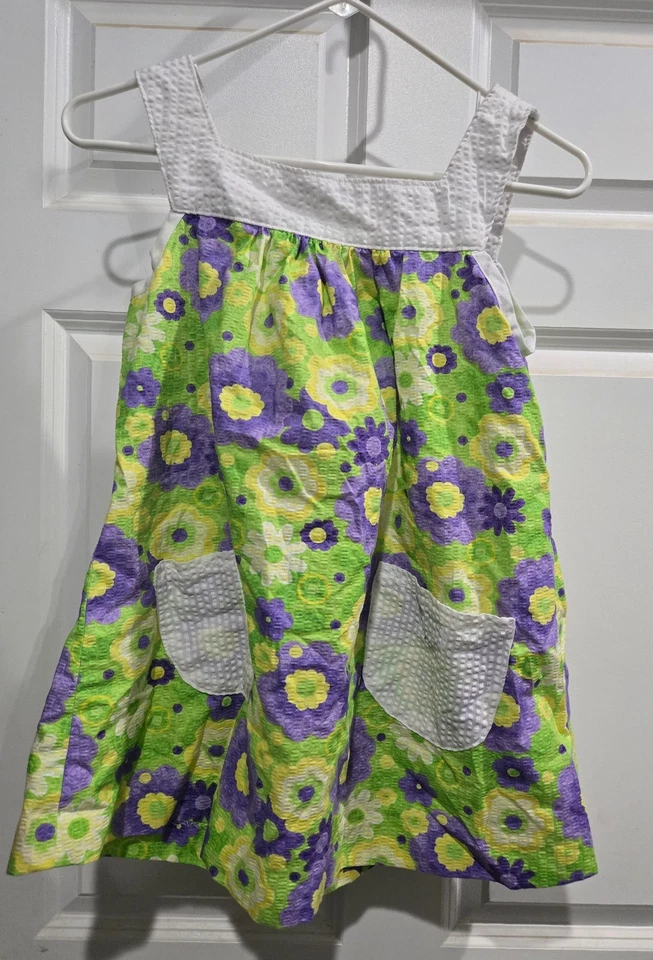 Vestido Floral Hecho a Mano Niñas Sin Mangas Lima/Púrpura/Amarillo Talla Grande 16 Foto 1 de 1