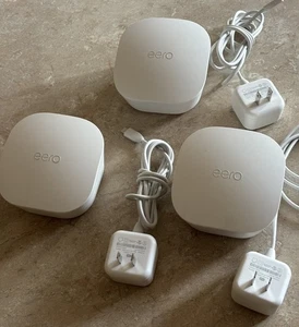 eero 3-Pack Dual Band Mesh Wi-Fi Router Signal Extender J010001 w/Power Set - Picture 1 of 4