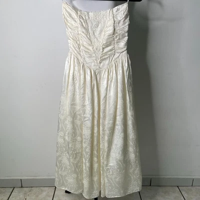 Винтажный Gunne Sax женщин белый кружевной корсет свадебное трапециевидное платье размер маленький - Изображение 1 из 4